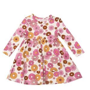 Angel Dear Twirly Dress Long Sleeve Retro Floral, Size 18-24 Months NWT